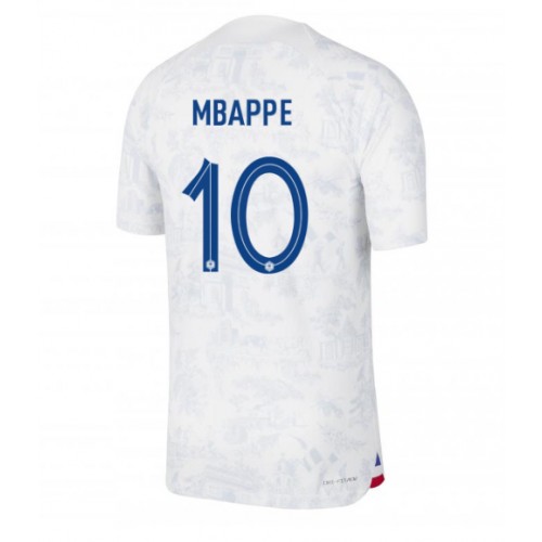 Frankrike Kylian Mbappe #10 Bortedrakt VM 2022 Kortermet
